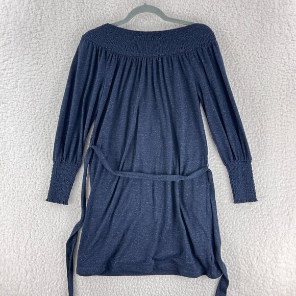 LOFT Blue Smocked Off The Shoulder Dress Womens Long Sleeve Pullover Size SP - Picture 13 of 16